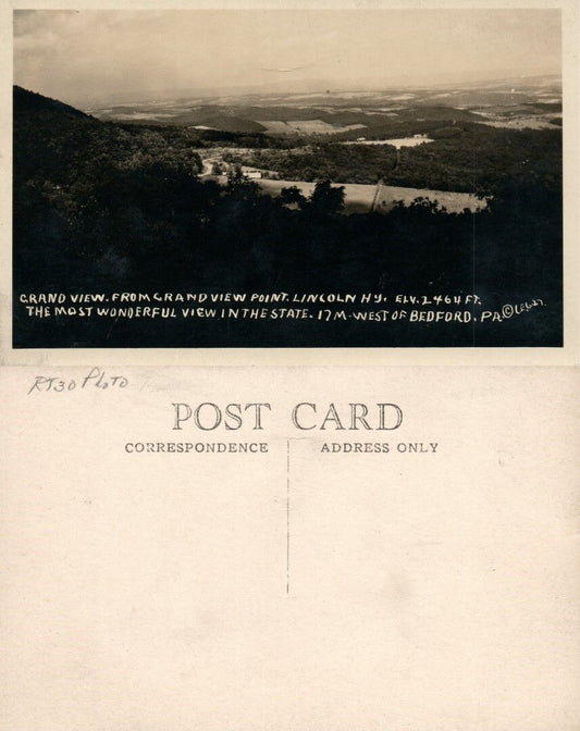 BEDFORD PA GRAND VIEW POINT VINTAGE RPPC REAL PHOTO POSTCARD