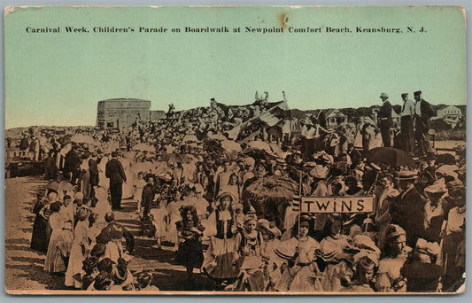 KEANSBURG NJ CHILDREN'S PARADE BOARDWALK NEWPOINT COMFORT BEACH ANTIQUE POSTCARD