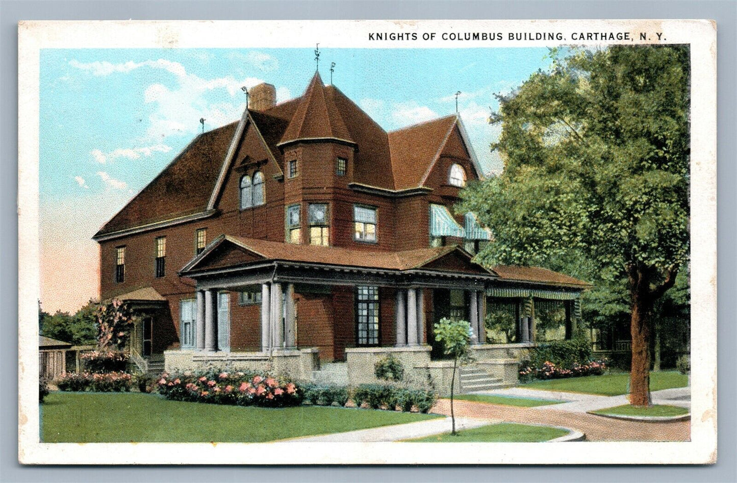 CARTHAGE NY KNIGHTS OF COLUMBUS BUILDING ANTIQUE POSTCARD