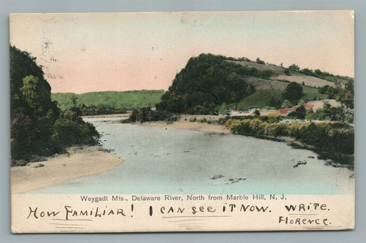 MARBLE HILL NJ WEYGADT MTS. DELAWARE RIVER ANTIQUE POSTCARD