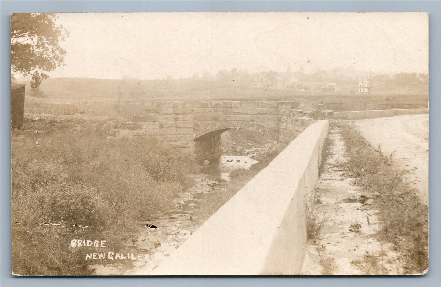 NEW GALILEE PA BRIDGE ANTIQUE REAL PHOTO POSTCARD RPPC