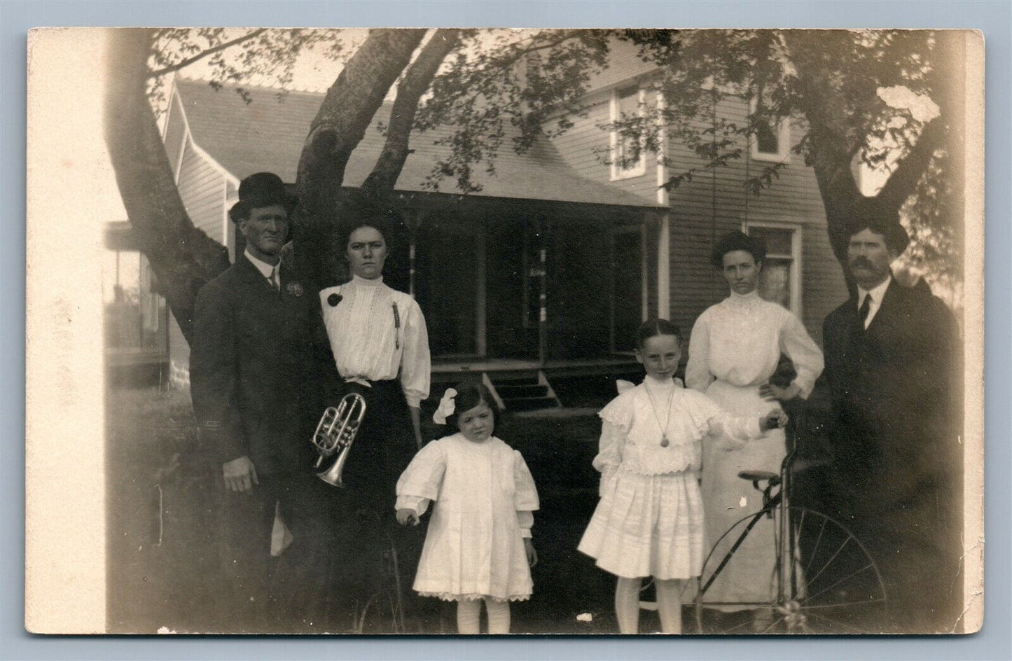 MUSICIAN FAMILY ANTIQUE REAL PHOTO POSTCARD RPPC