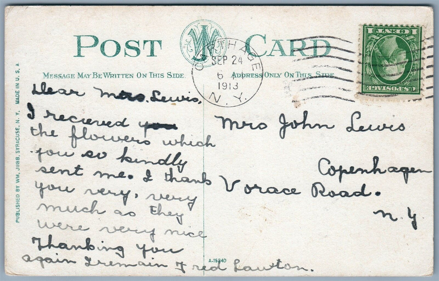 FULTON NY FOURTH STREET 1913 ANTIQUE POSTCARD