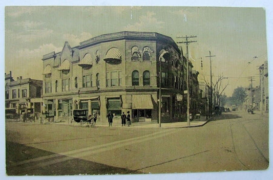 VINTAGE POSTCARD ELIZABETH NJ STREET SCENE trolley horse carriage railroad