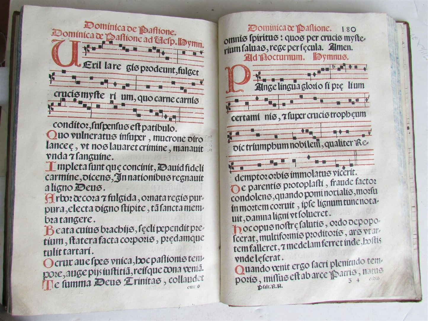 1621 PSALTERIUM ROMANUM antique MISSAL ANTIPHONAL FOLIO 11x6" w/ musical notes