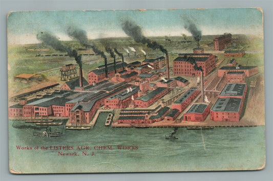 NEWARK NJ WORKS of LISTERS AGR. CHEM. WORKS ANTIQUE POSTCARD