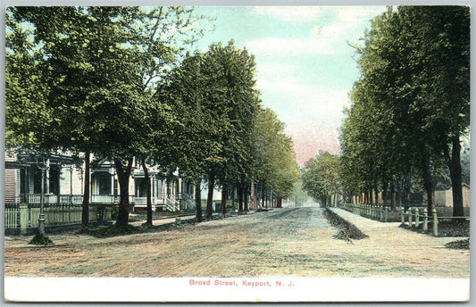 KEYPORT NJ BROAD STREET ANTIQUE POSTCARD ADVERTISING FOR PIANO SELLER AMSTERDAM
