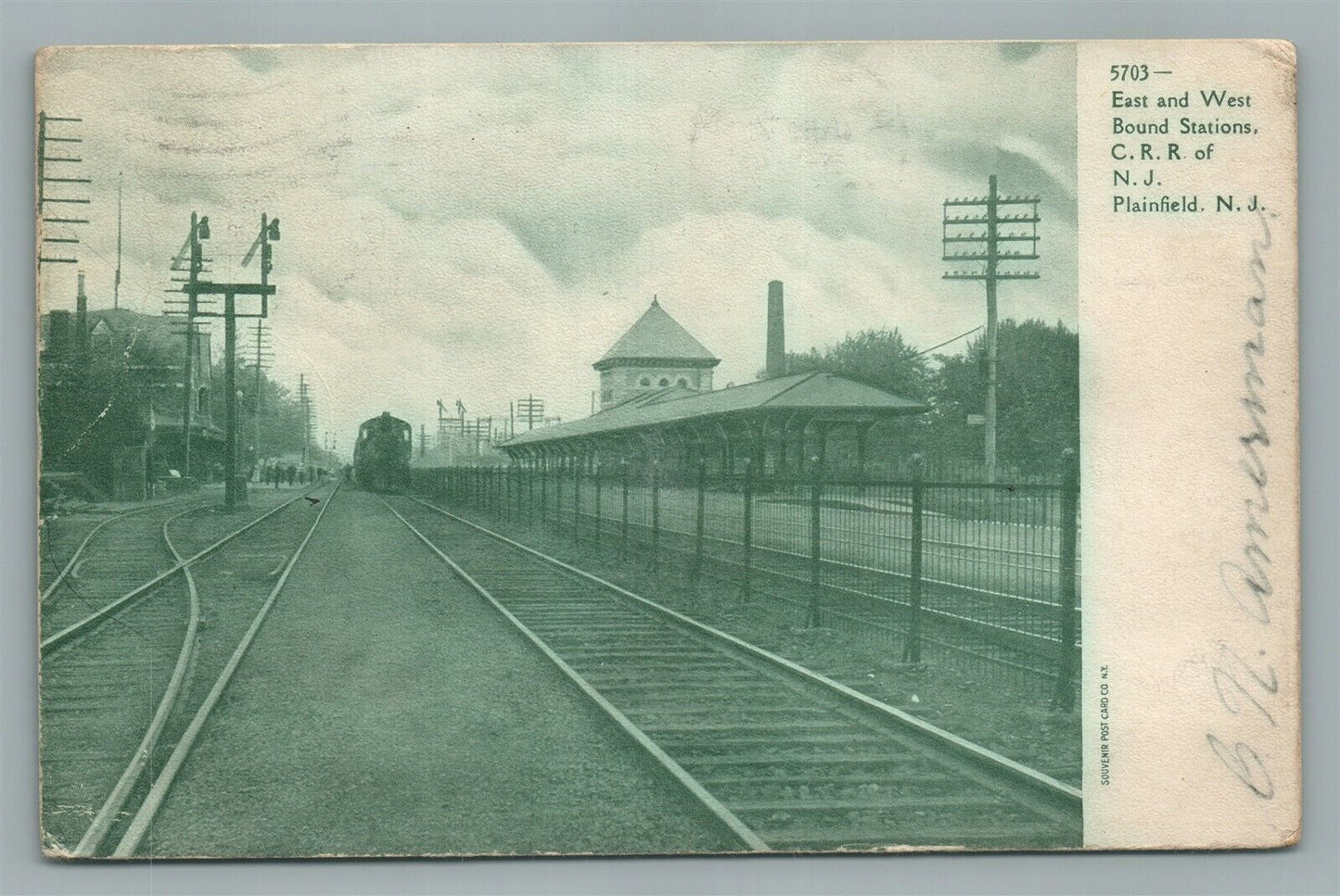 PLAINFIELD NJ RAILROAD STATION RAILWAY TRAIN DEPOT ANTIQUE POSTCARD