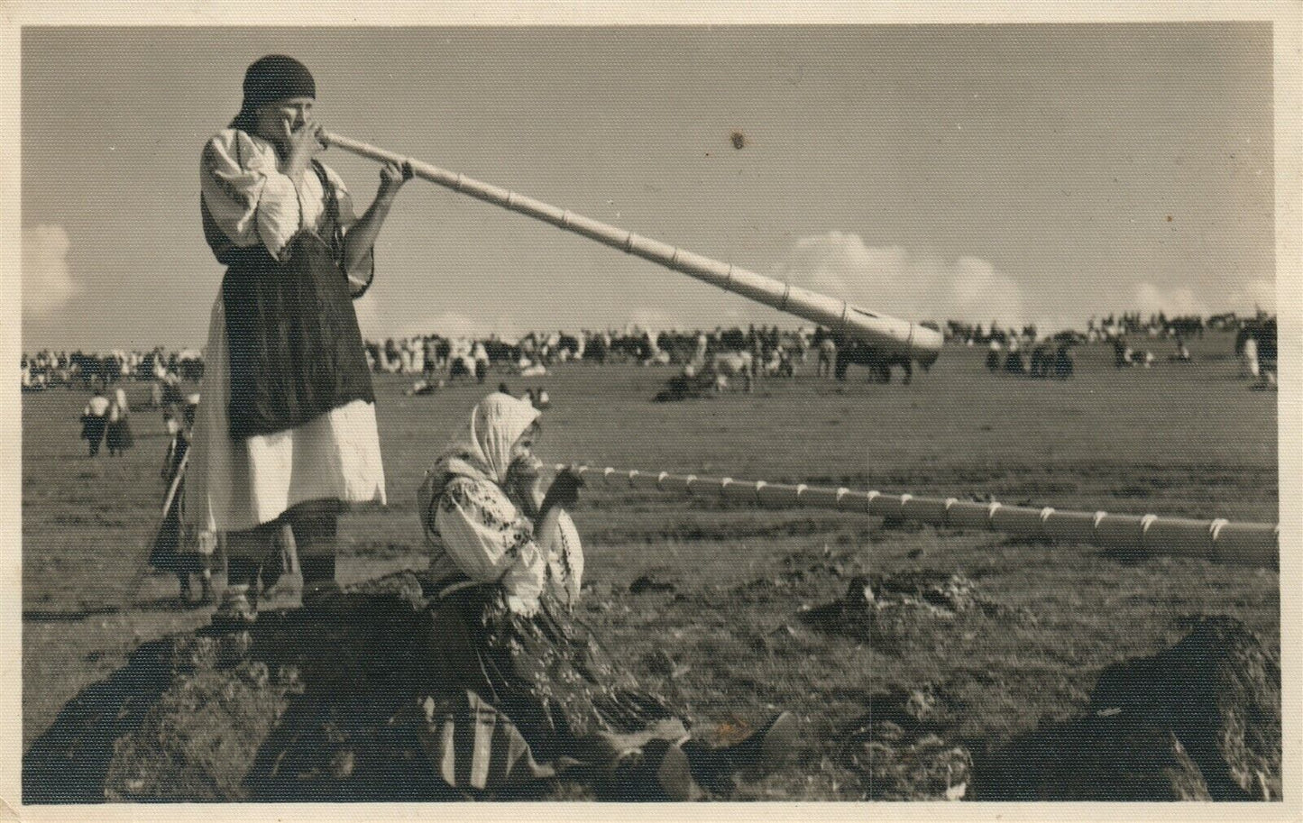 ROMANIA GAINA MOUNTAIN GIRLS FAIR VINTAGE REAL PHOTO POSTCARD RPPC