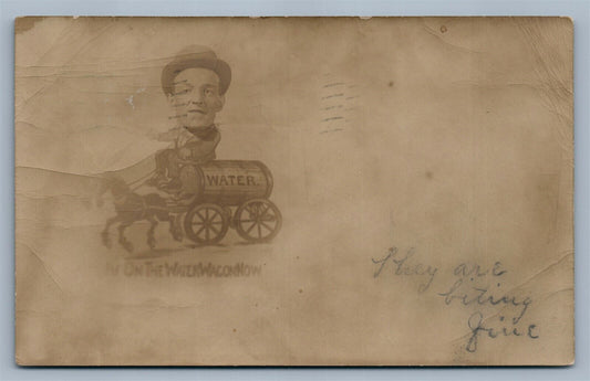 WATER WAGON ANTIQUE REAL PHOTO POSTCARD RPPC