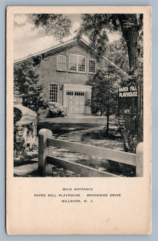 MILLBURN NJ PAPER MILL PLAYHOUSE BROOKSIDE DRIVE VINTAGE POSTCARD