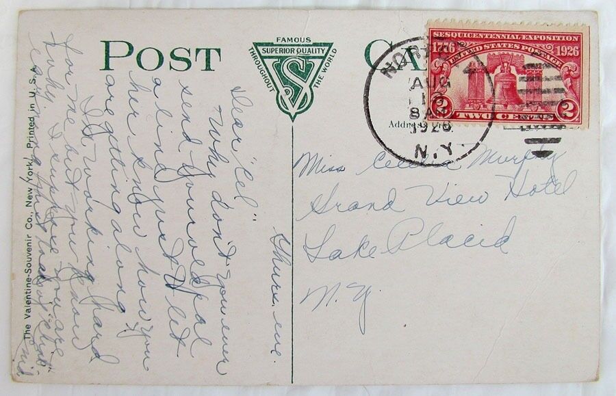 1926 MUSIC HALL & ST,ANDREW'S CHURCH NORWOOD N.Y. ANTIQUE POSTCARD