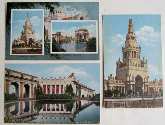 LOT of 3 ANTIQUE PANAMA PACIFIC INT'L EXPOSITION 1915 POSTCARDS