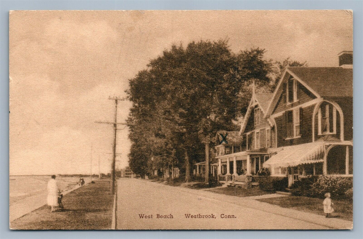 WESTBROOK CT WEST BEACH ANTIQUE POSTCARD