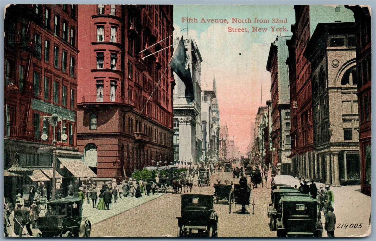 NEW YORK CITY NY 5th AVENUE FROM 32nd STREET ANTIQUE POSTCARD