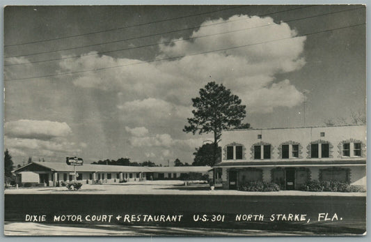 NORTH STARKE FL DIXIE MOTOR COURT & RESTAURANT VINTAGE REAL PHOTO POSTCARD RPPC