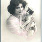 PRETTY GIRL w/CAT ANTIQUE REAL PHOTO POSTCARD RPPC