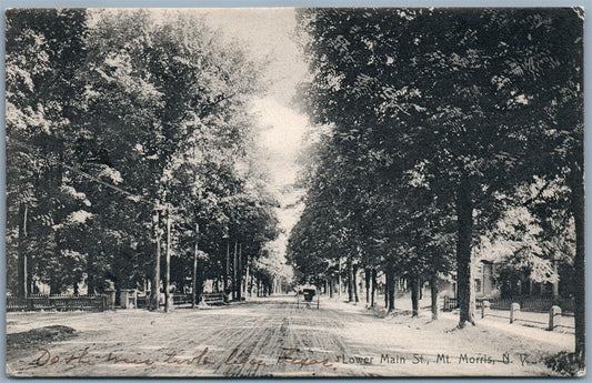 MORRIS NY LOWER MAIN STREET 1910 ANTIQUE POSTCARD