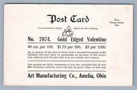 AMELIA OH VALENTINE POST CARD MANUFACTURE ADVERTISING ANTIQUE POSTCARD