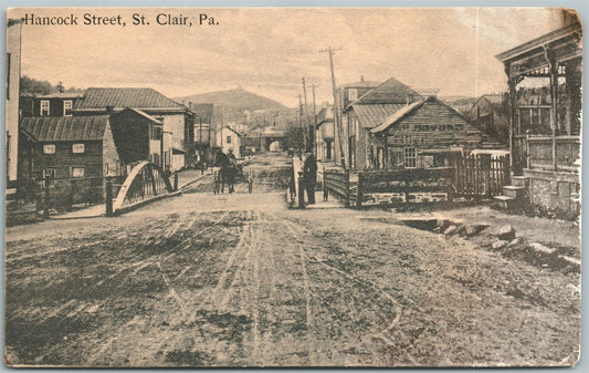 ST.CLAIR PA HANCOCK STREET ANTIQUE POSTCARD