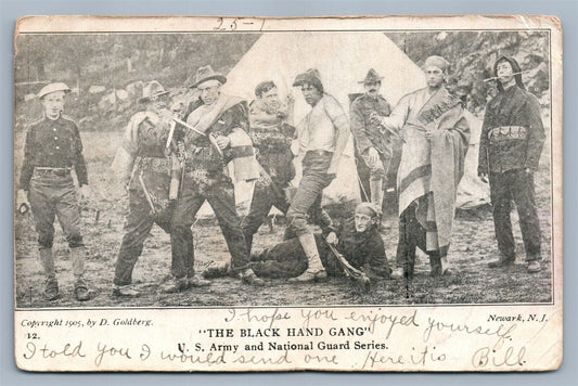 NEWARK NJ BLACK HAND GANG ANTIQUE POSTCARD US ARMY & NATIONAL GUARD SERIES