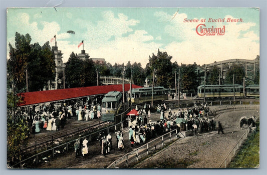 CLEVELAND OH EUCLID BEACH 1918 ANTIQUE POSTCARD w/ CORK CANCEL