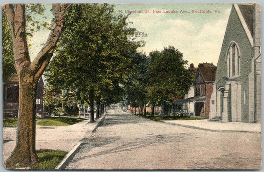 SCOTTDALE PA N.CHESTNUT STREET 1908 ANTIQUE POSTCARD