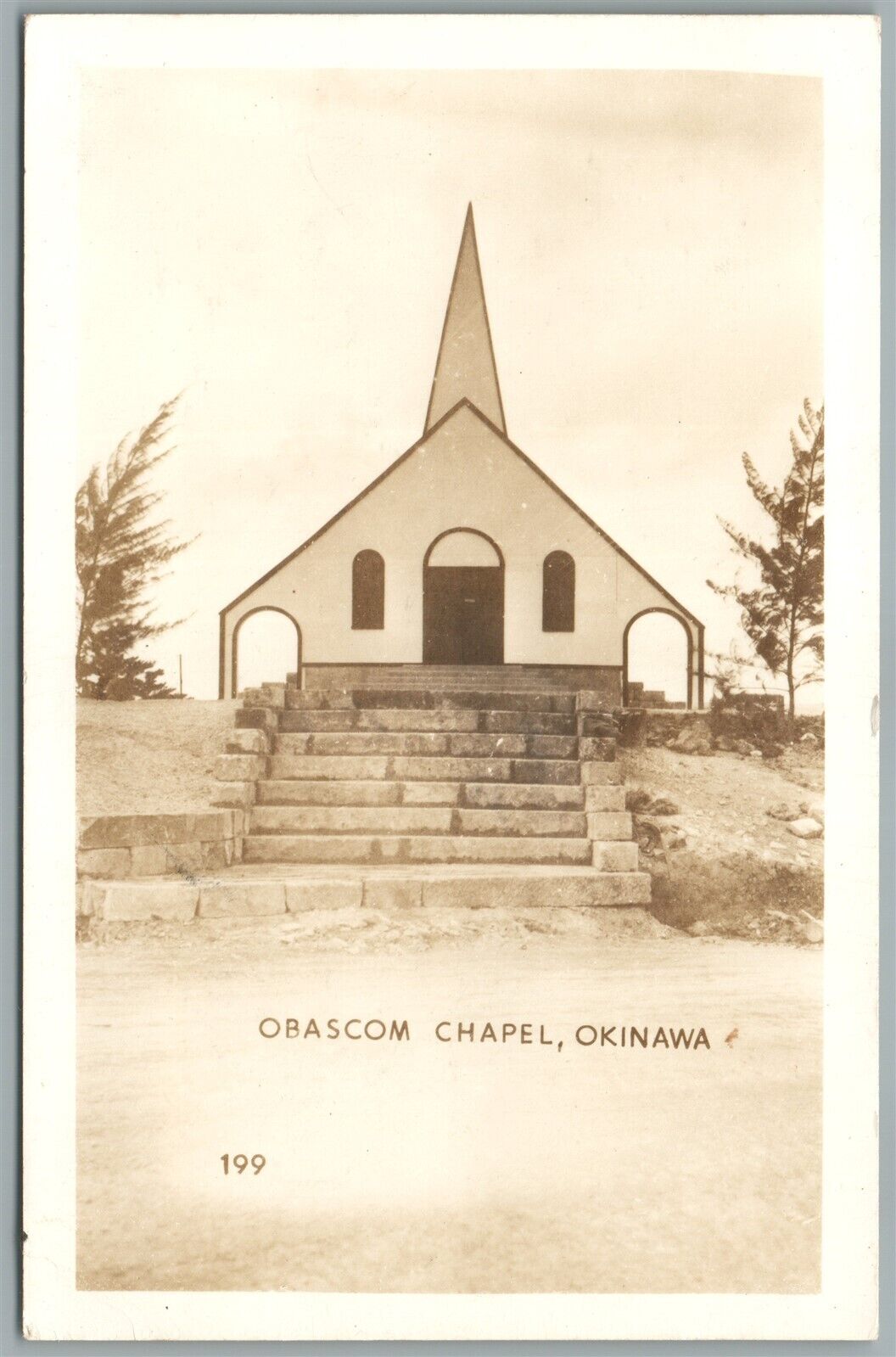 JAPAN OKINAWA OBASCOW CHAPEL VINTAGE REAL PHOTO POSTCARD RPPC