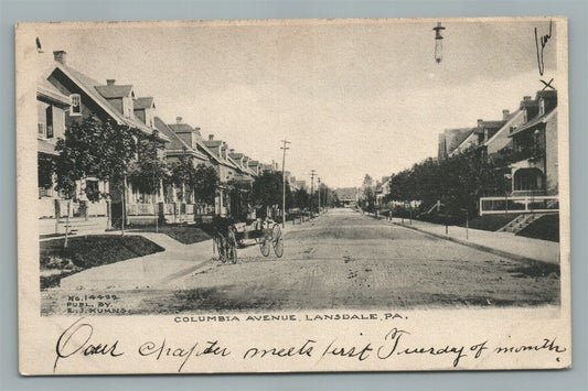 LANSDALE PA COLUMBIA AVENUE ANTIQUE POSTCARD