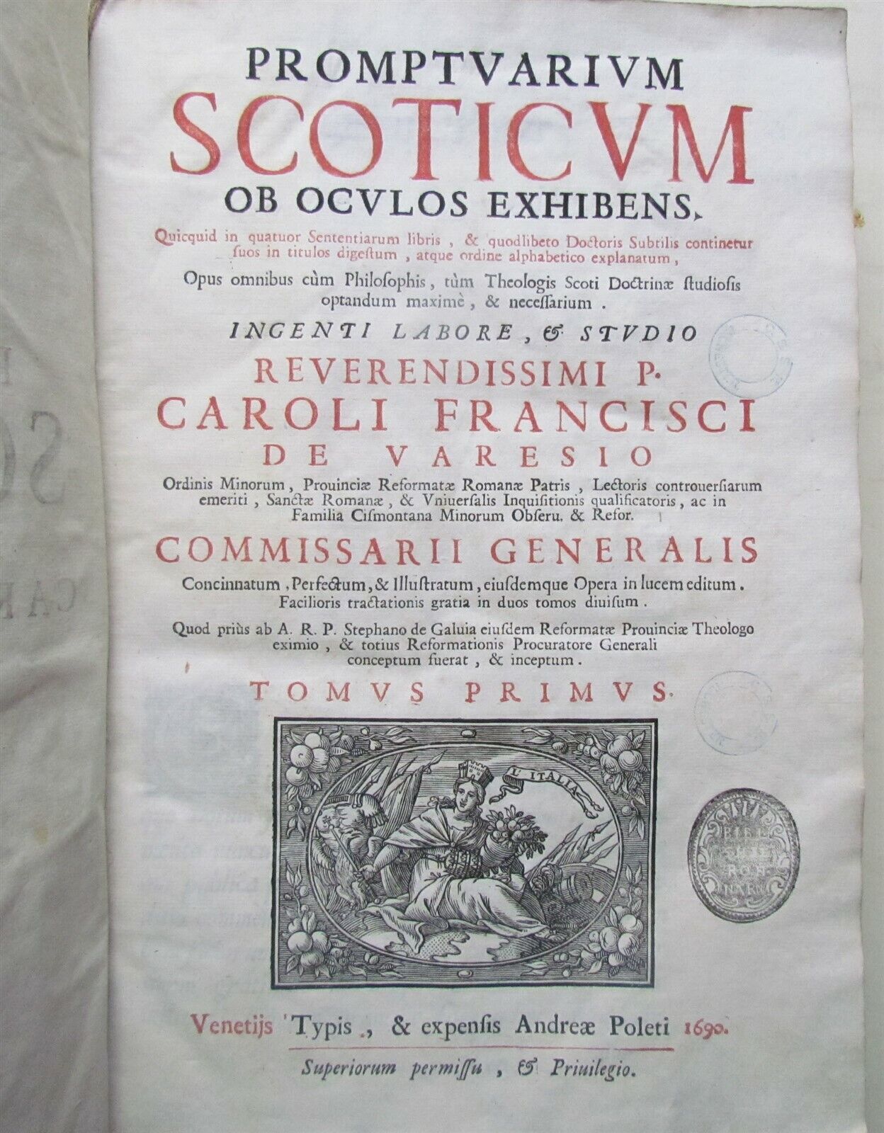 1690 VELLUM BINDING 2 FOLIO VOLUMES PROMPTUARIUM SCOTICUM C. FRANCISCI ANTIQUE