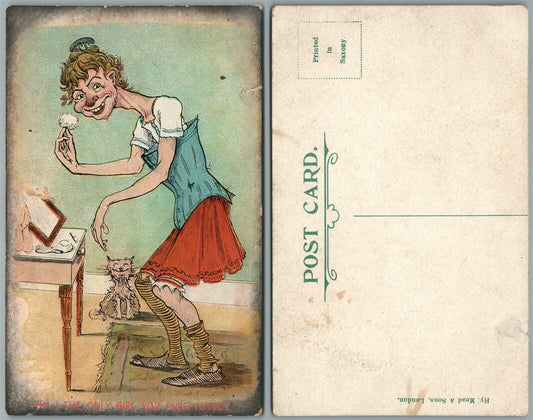 AM I THE ONLY GIRL YOU EVER LOVED ? ANTIQUE COMIC POSTCARD