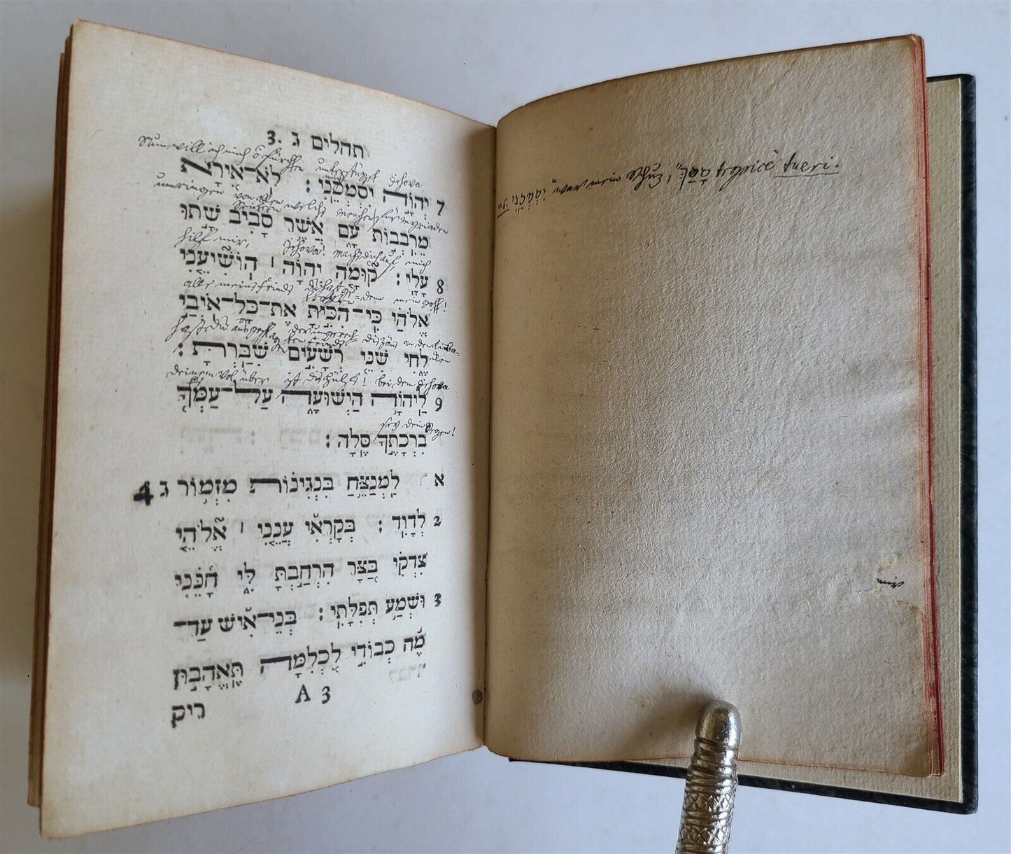 1738 PSALTERIUM in HEBREW Sepher Tehilim ANTIQUE Judaica PSALM BOOK Bible