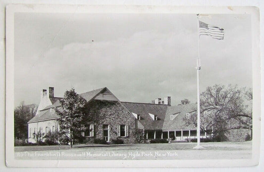 ANTIQUE RPPC REAL PHOTO POSTCARD F.D. ROOSEVELT MEMORIAL LIBRARY HYDE PARK NY