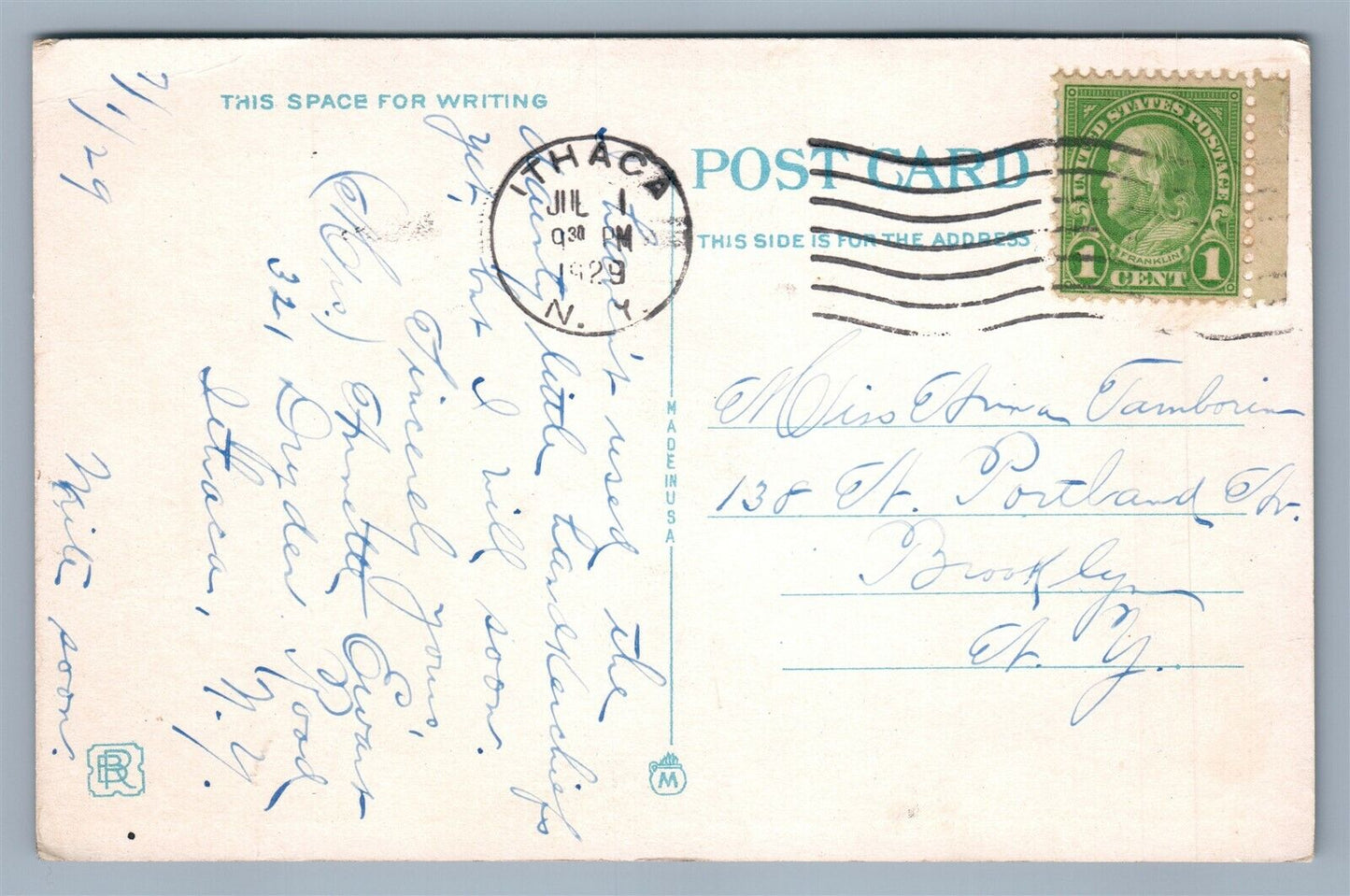 ITHACA NY CRESCENT & SCHOELLKOFF MEMORIAL ANTIQUE POSTCARD