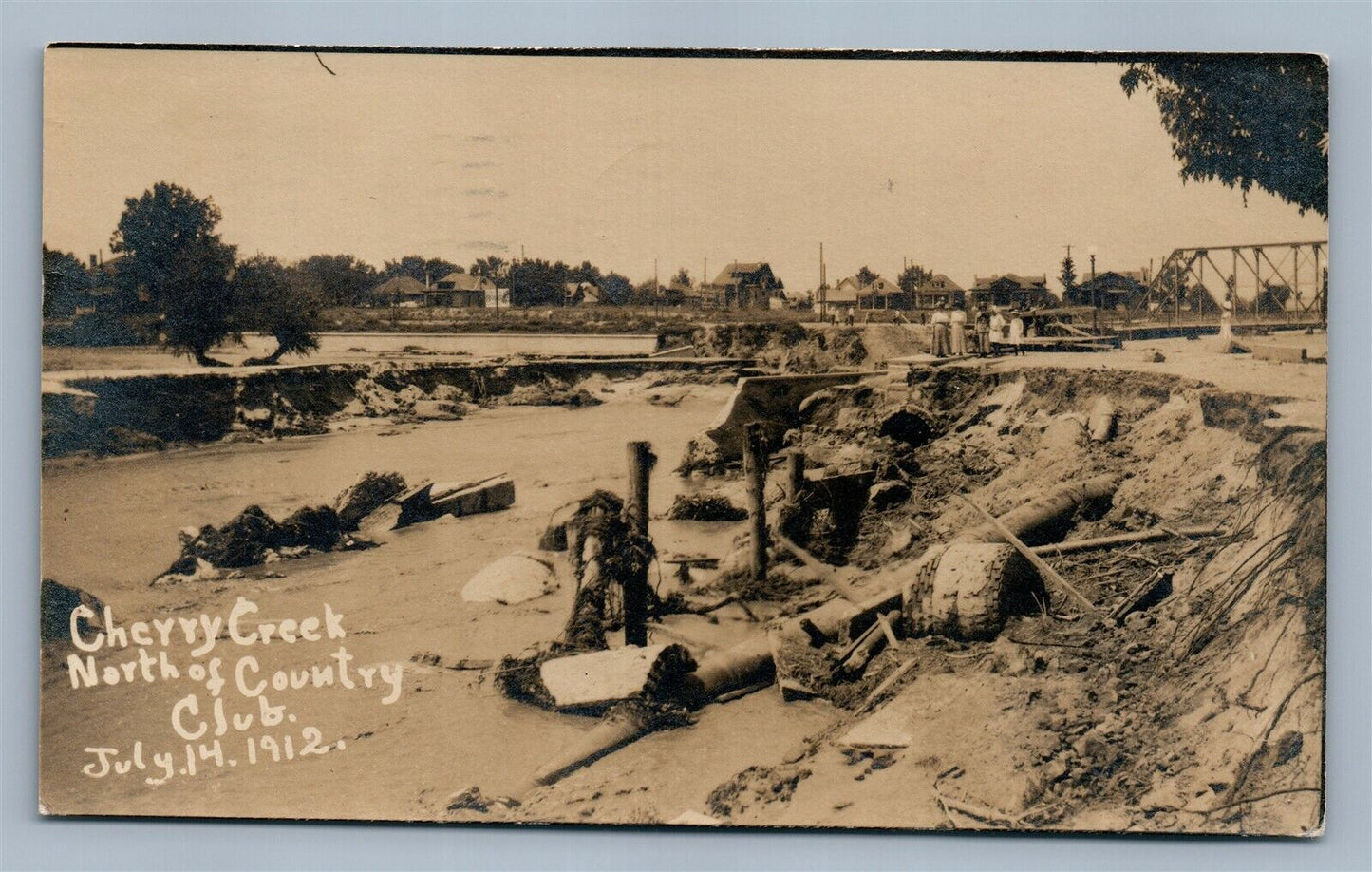 DENVER CO 1912 FLOOD DAMAGE CHERRY CREEK ANTIQUE REAL PHOTO POSTCARD RPPC