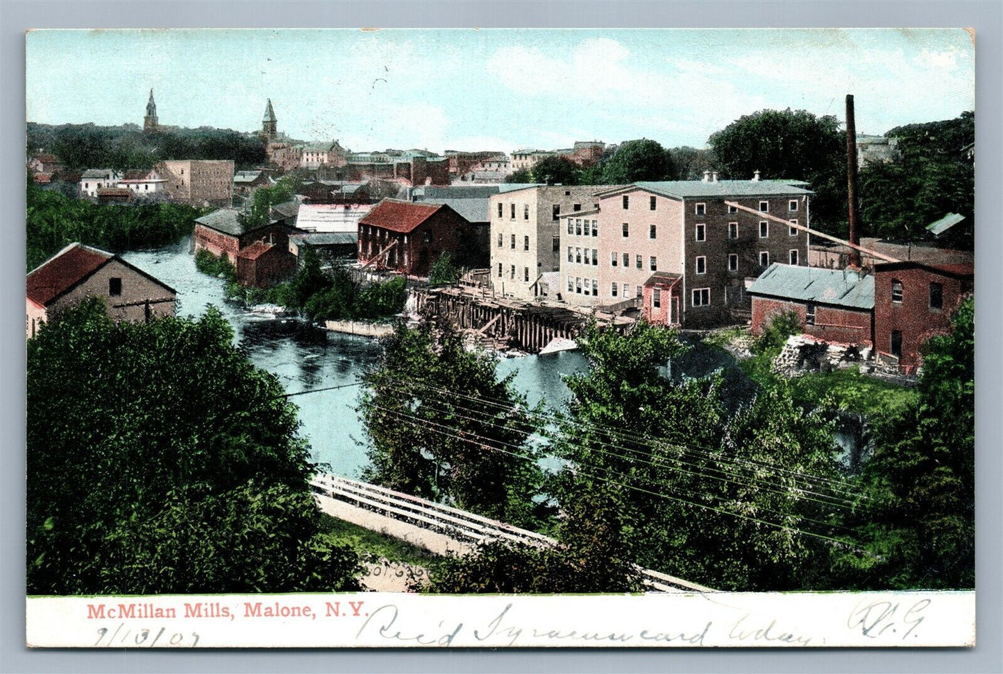 MALONE NY McMILLAN MILLS ANTIQUE POSTCARD