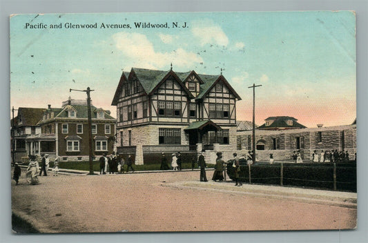 WILDWOOD NJ PACIFIC & GLENWOOD AVENUES ANTIQUE POSTCARD