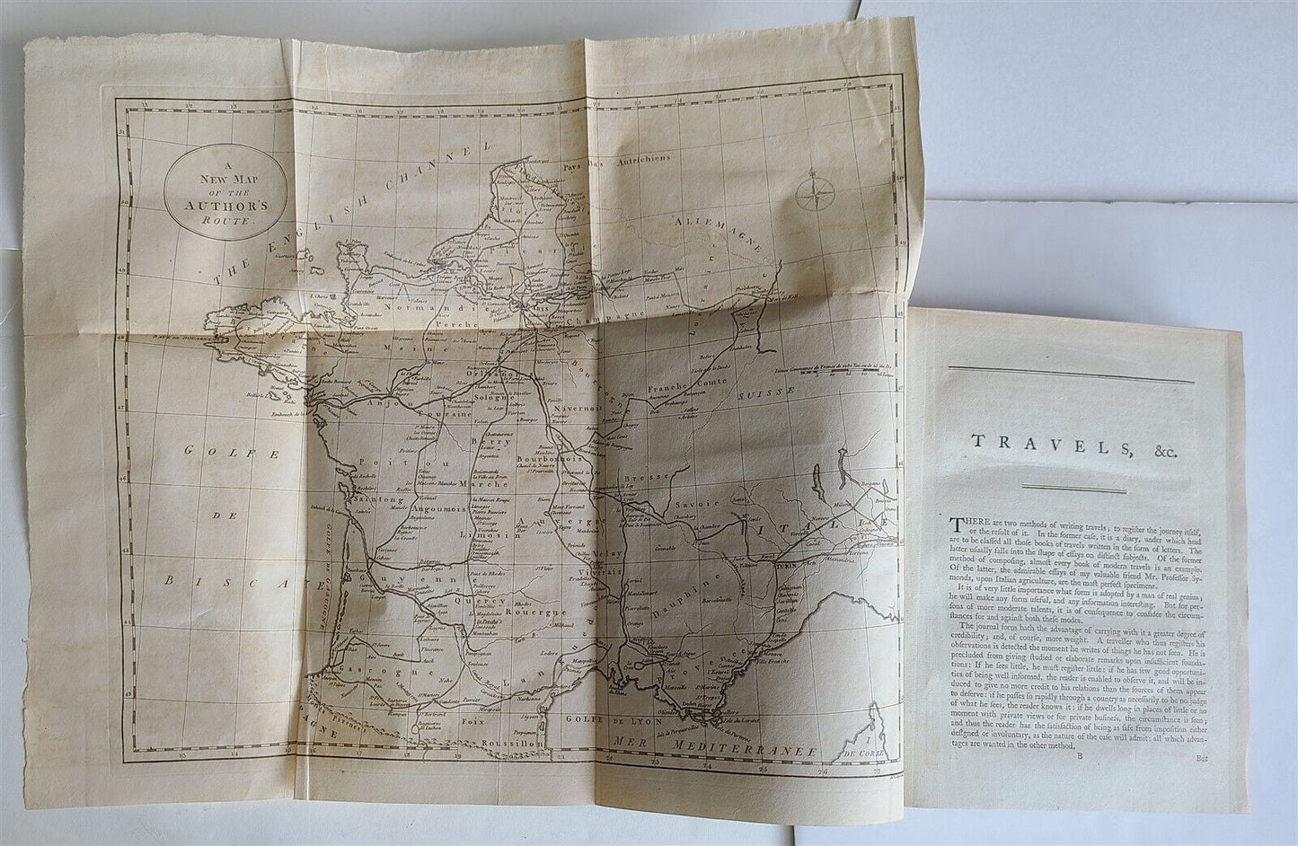 1794 TRAVELS in KINGDOM of FRANCE antique 2 VOLUMES ILLUSTRATED w/ MAPS