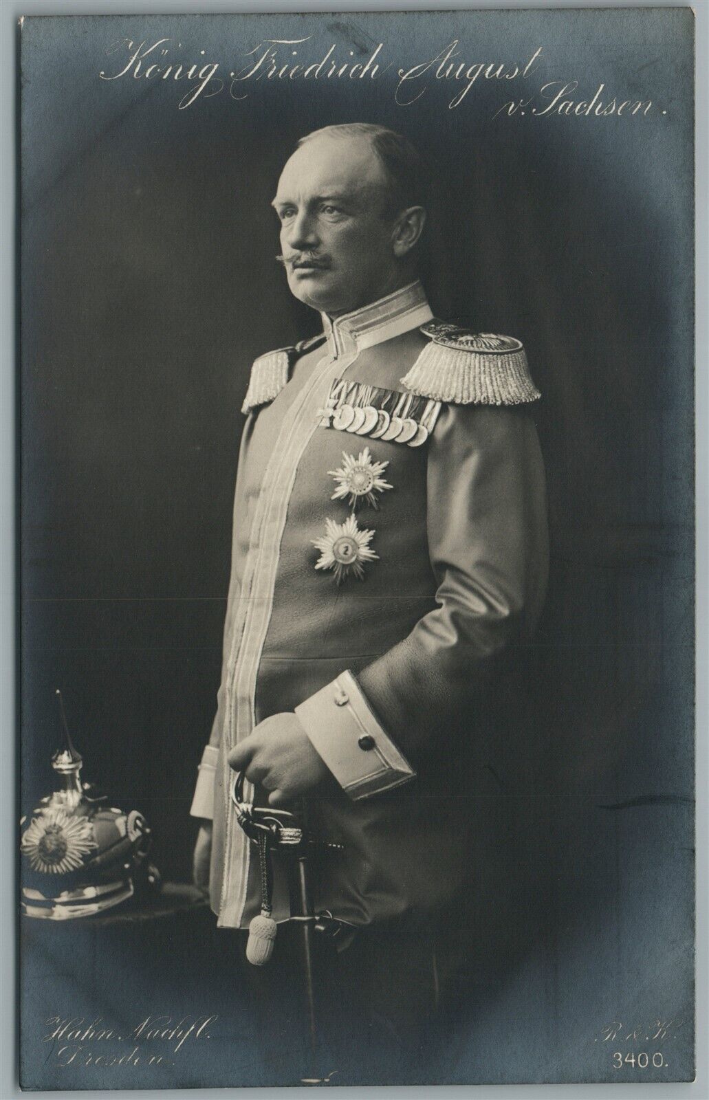 KING Frederick Augustus III of Saxony ANTIQUE REAL PHOTO POSTCARD RPPC GERMANY