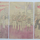 JAPANESE WOODBLOCK TRIPTYCH PRINT ANTIQUE by KOBAYASHI KIYOCHIKA 1895 MEIJI