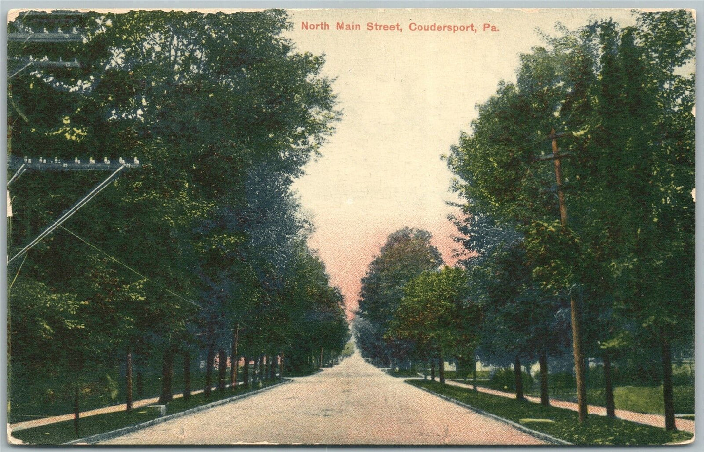 COUDERSPORT PA NORTH MAIN STREET ANTIQUE POSTCARD