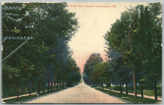 COUDERSPORT PA NORTH MAIN STREET ANTIQUE POSTCARD