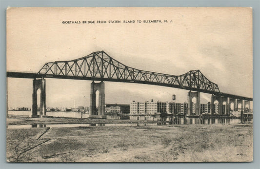 ELIZABETH NJ TO STATEN ISLAND GOETHALS BRIDGE ANTIQUE POSTCARD