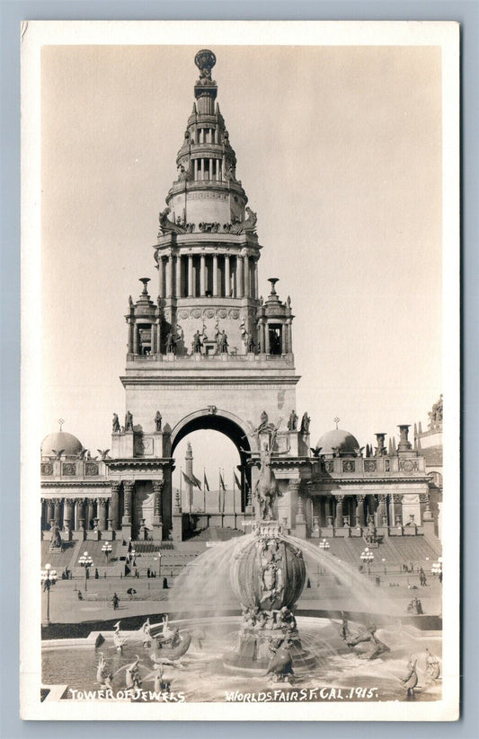 SAN FRANCISCO CA WORLD'S FAIR TOWER OF JEWELS ANTIQUE REAL PHOTO POSTCARD RPPC