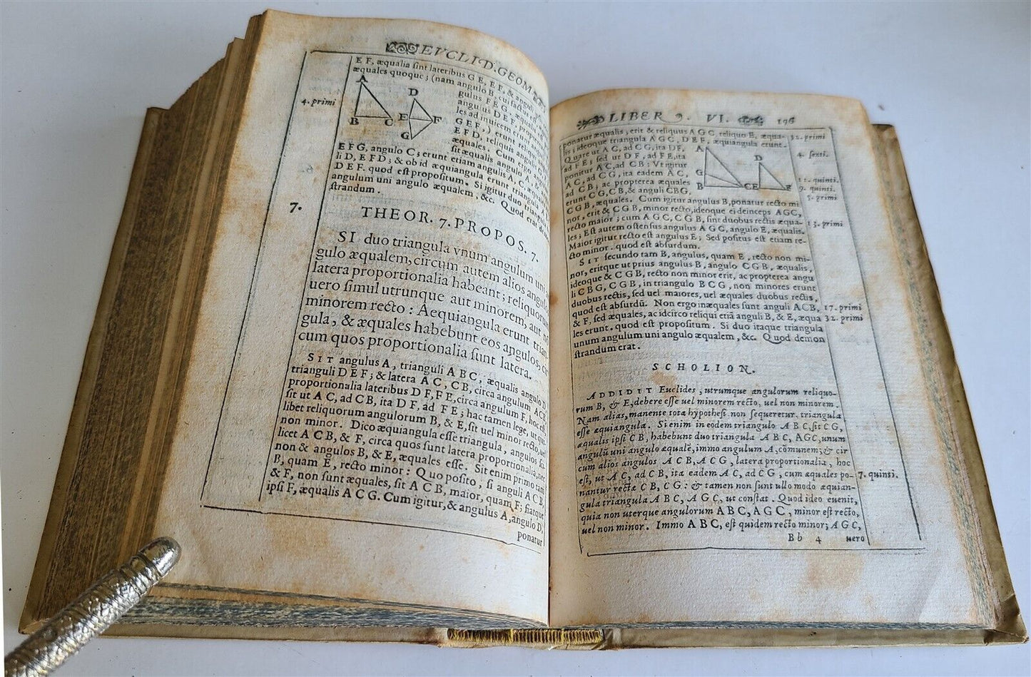 1574 EUCLIDIS ELEMENTORUM antique VELLUM 16th CENTURY GEOMETRY illustrated