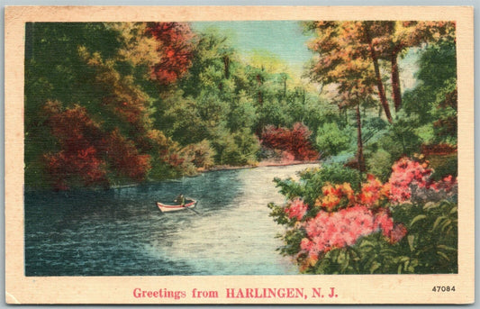 HARLINGEN NJ GREETINGS VINTAGE POSTCARD