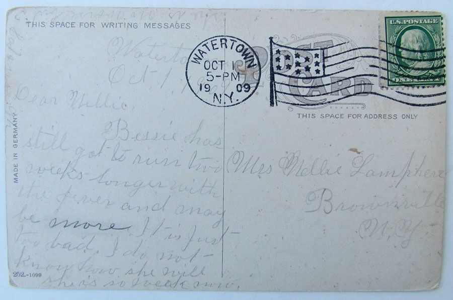 VINTAGE 1909 POSTCARD WASHINGTON STREET WATERTOWN NY NEW YORK
