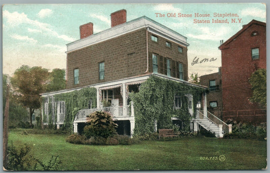 STATEN ISLAND NY STAPLETON OLD STONE HOUSE ANTIQUE POSTCARD
