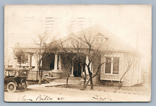 TEXAS HOUSE w/ OLD CAR VINTAGE REAL PHOTO POSTCARD RPPC