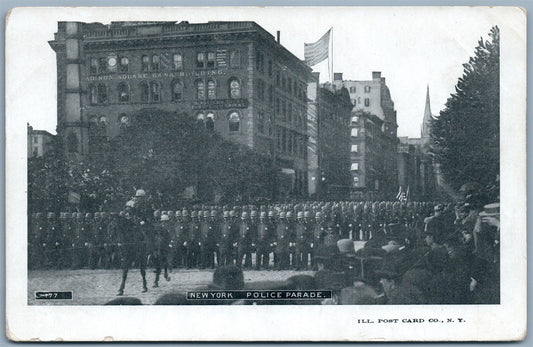 NEW YORK NY POLICE PARADE UNDIVIDED ANTIQUE POSTCARD